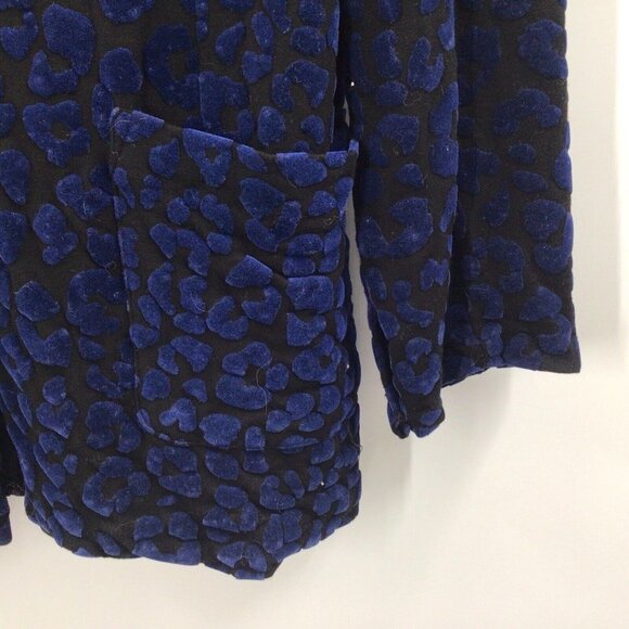 Majestic Filatures Women's Sz 2/Small Velvet Leopard Print One Button Blazer - Picture 5 of 12